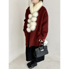 批发2025冬季新款宽松<b class='q'>双面</b>羊毛<b class='q'>大衣</b>女狐狸毛领高级感外套