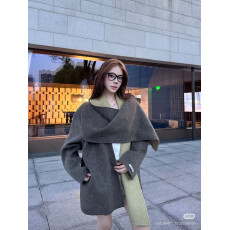 批发<b class='q'>双面</b>羊毛<b class='q'>大衣</b>中长款围巾斗篷披肩加厚慵懒宽松女外套