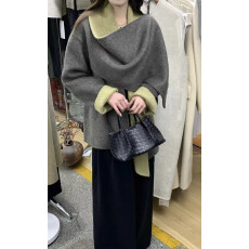 批发海军领毛呢外套<b class='q'>狐狸毛</b>2025秋冬新款双面羊毛大衣领韩版