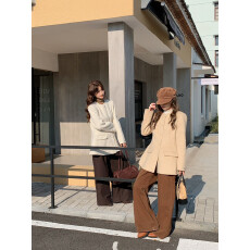 批发2025冬季新款气质圆领收腰<b class='q'>双面</b>羊毛<b class='q'>大衣</b>羊毛呢子外套女