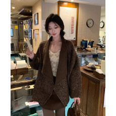 批发翻领<b class='q'>双面</b>羊毛外套女2025秋冬新款松弛感宽松休闲呢<b class='q'>大衣</b>