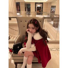 批发高级感<b class='q'>狐狸毛</b>领气质宽松羊毛双面呢大衣女毛呢外套