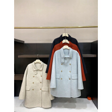 批发极简风<b class='q'>中长款</b>毛呢外套女秋冬季小个子减龄单排扣呢子大衣