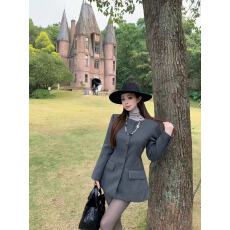 批发真羊毛!高级感收腰羊毛呢子西装外套女2025双面羊毛大衣显瘦