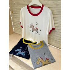 批发韩版卡通减龄天丝针织短袖T恤女夏季2026新款宽松显瘦打底上衣薄