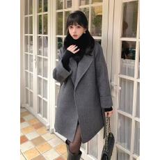批发小个子双面羊毛大衣女<b class='q'>通勤</b>风中长款毛呢外套灰色高级感西装领冬装