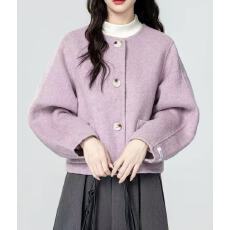 批发气质小香风毛呢外套女秋冬新款法式双面呢子开衫短款上衣