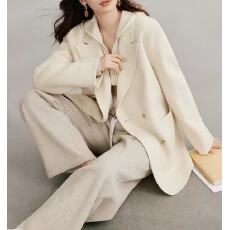 批发气质双面羊绒大衣女款2026新款保暖加厚小个子短款羊毛呢西装外套