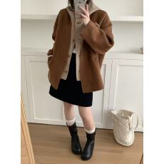 批发双面羊毛大衣女2026秋冬连帽新款宽松<b class='q'>显瘦</b>小个子羊毛外套