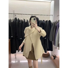 批发韩版气质百搭显瘦设计感系带双面羊毛大衣毛呢<b class='q'>外套</b>