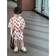 批发儿童套装夏季新款男宝帅气可爱<b class='q'>短袖</b><b class='q'>衬衫</b>中小童韩系薄款休闲两件套