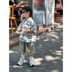 批发男童短袖t恤衬衣2025新款儿童<b class='q'>夏</b>季上衣男孩薄款复古风衬衫<b class='q'>夏</b>装潮