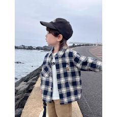 批发儿童格子衬衫男童衬衣<b class='q'>春</b>秋薄款2025新款早秋季男宝宝秋装长袖外套