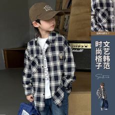 批发男童格子衬衫儿童秋季2025新款宝宝休闲衬衣长袖男孩<b class='q'>春</b>秋外套帅气