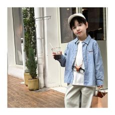 批发原版做法纯棉色织韩国中大童复古长袖白色字母<b class='q'>衬衫</b><b class='q'>男童</b>经典<b class='q'>衬衣</b>