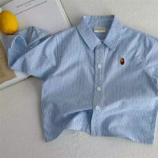 批发原版作法色织条儿童长袖衬衫秋<b class='q'>男童</b>小童<b class='q'>秋装</b>上衣潮宝宝条纹衬衣