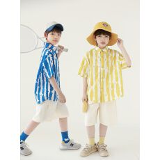 批发oddtails<b class='q'>男</b><b class='q'>童</b>油画风短袖衬衫纯棉2026新款儿<b class='q'>童装</b>衬衣男孩夏季<b class='q'>上衣</b>