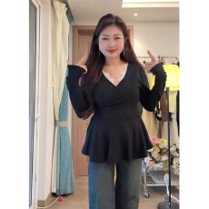 批发【官图 随心裁莫代尔260克1*1】法式<b class='q'>蕾丝</b>简约V领<b class='q'>T</b><b class='q'>恤</b>长袖上衣女