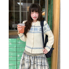 批发费尔岛针织开衫外套女韩系早秋穿搭软糯<b class='q'>毛衣</b>修身显瘦辣妹短款上衣