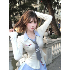 批发瑞茜伯恩少女 秋季学院风显瘦设计感上衣半裙