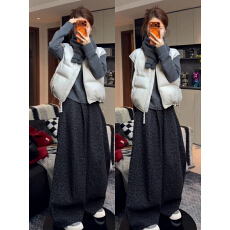 批发巨好看豹纹阔腿裤子女<b class='q'>秋</b>冬季2025新款慵懒复古显瘦宽松直筒休闲裤