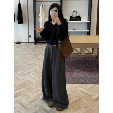 批发毛呢休闲阔腿裤子女<b class='q'>秋</b>冬季2025新款今年流行爆款加厚超火宽松卫裤