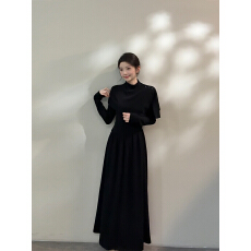 批发颂宋 秋冬新款黑色法式气质不规则披肩搭秋冬连衣裙