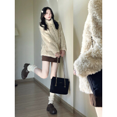 批发皮毛一体立领巨好看毛毛外套女秋冬2025年新款高级感羊羔毛绒大衣