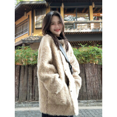 批发慵懒高级感复古羊羔毛外套女2025新款冬季加厚独特漂亮摇粒绒上衣