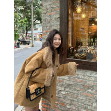 批发环保皮草两面穿皮毛一体羊羔毛机车服秋冬宽松加厚麂皮毛毛外套女