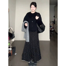 批发小个子香风气质波点冬季连衣<b class='q'>裙子</b>外套女穿搭2025新款一整套装<b class='q'>长</b><b class='q'>裙</b>