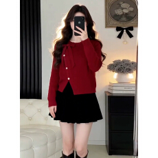 批发跨年新年战袍红色毛衣<b class='q'>外套</b>秋冬季2026新款过年<b class='q'>女装</b>穿搭针织衫上衣