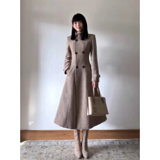 批发老钱风巨好看过膝<b class='q'>毛呢</b><b class='q'>外套女</b>秋冬2025新款中长款收腰气质呢子大衣