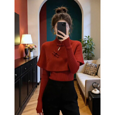 批发2026新款新年过年穿搭红色毛衣针织衫女2025秋冬季新中式上衣<b class='q'>套装</b>