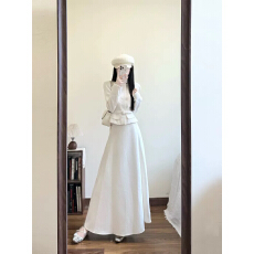 批发小香风<b class='q'>气质</b>收腰毛呢<b class='q'>外套</b>上衣半身长裙子民国风两件套装女秋冬新款