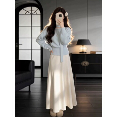 批发2026新款巨好看针织连衣裙子女<b class='q'>秋</b>冬季富家小香风穿搭一整套装长裙