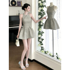 批发法式富家千金高级感背心<b class='q'>连衣裙</b>子女2026新款早春小个子收腰<b class='q'>蓬蓬裙</b>