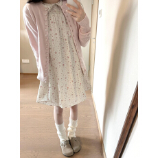 批发小个子娃娃领<b class='q'>粉色</b>碎花<b class='q'>连衣裙</b>2026初春独特漂亮超火减龄奶乖短裙子