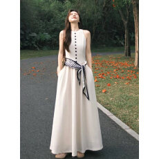 批发法式绝美不撞款无袖连衣裙子女夏季2026巨好看海边度假高级感<b class='q'>长裙</b>