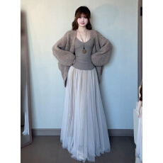 批发2026新款早春季韩系穿搭一整套半身连衣裙子女装漂亮三件套装长裙