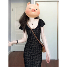 批发法式气质黑色小飞袖连衣裙女夏季2026新款高级感修身收腰<b class='q'>包臀</b><b class='q'>长裙</b>