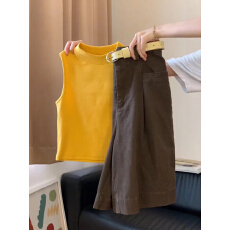 批发多巴胺风黄色<b class='q'>背心</b>套装女2026夏新款设计感<b class='q'>牛仔</b>短裤两件套明媚穿搭