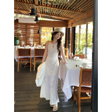 批发切糕自制小个子女春夏设计感蕾丝<b class='q'>连衣裙</b><b class='q'>提花</b>针织白色裙子早春长裙