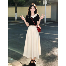 批发2026新爆款绝美短袖上衣半身<b class='q'>连衣裙</b>子女夏季韩系穿搭一整套装长裙