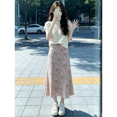 甜美风设计时尚套装女2026夏季新款显瘦短袖上衣高腰半身裙两件套
