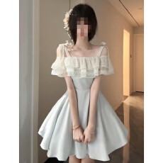 批发法式蓝色蝴蝶结吊带<b class='q'>连衣裙</b>子女<b class='q'>夏</b>季2026新款收腰小个子高级感短裙