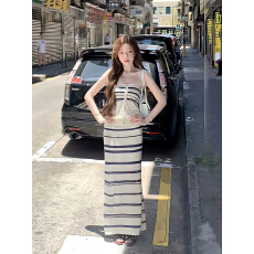 批发特别漂亮针织抹胸连衣裙长裙女款2026新款<b class='q'>夏</b>日温柔海边穿搭小裙子