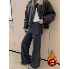 批发薄款/加绒 韩系小众设计感微喇屁帘喇叭裤女冬季加绒高腰显瘦长裤