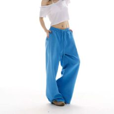 批发2026秋季新款<b class='q'>休闲裤</b><b class='q'>女</b>美式宽松显瘦直筒拖地裤高腰抽绳阔腿裤<b class='q'>潮</b>