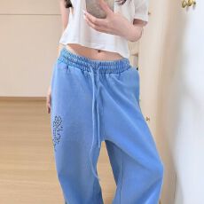 批发2026秋季新款<b class='q'>休闲裤</b><b class='q'>女</b>美式宽松显瘦直筒拖地裤高腰抽绳阔腿裤<b class='q'>潮</b>